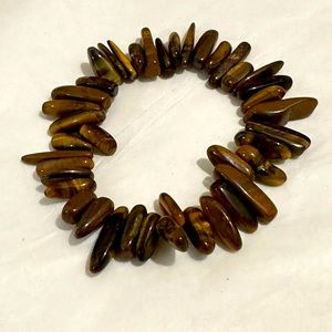Tiger's Eye Beads Tooth Gemstone Stretching Bracelet